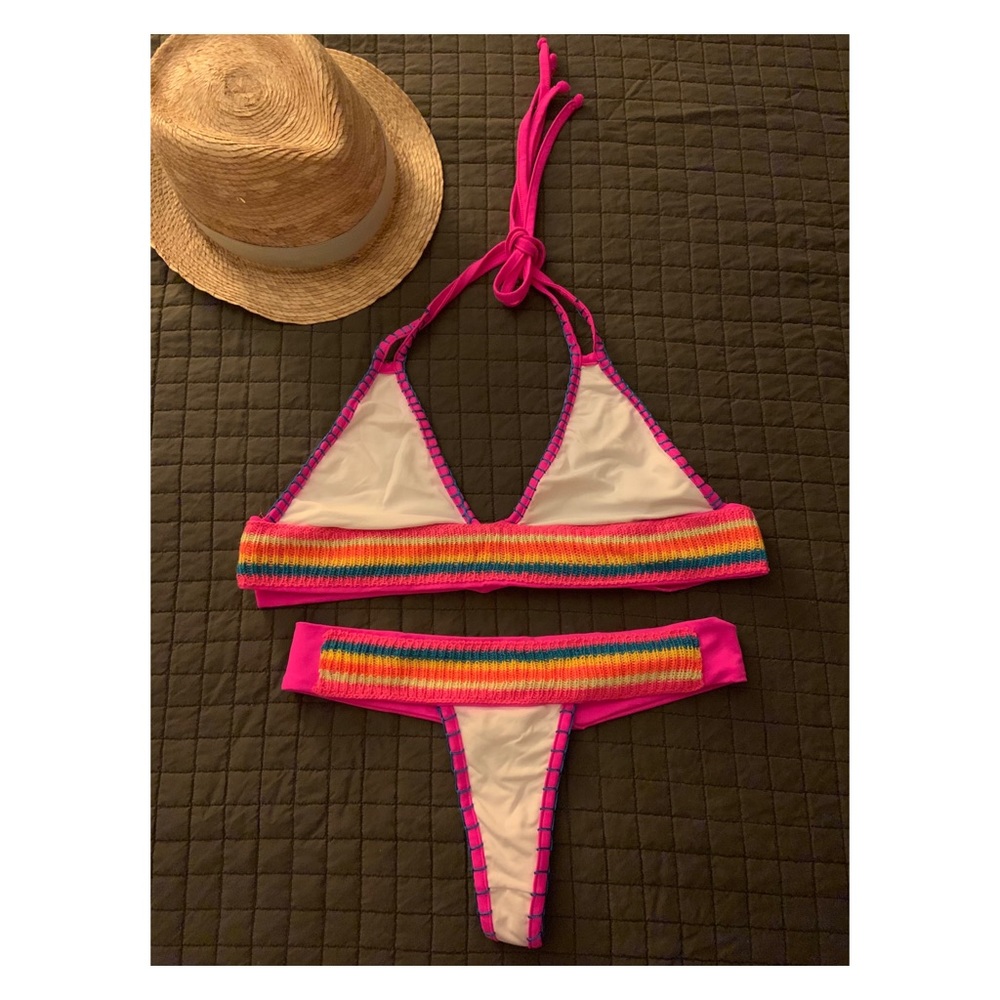white and pink bikini 👙 thong- Mapale swim